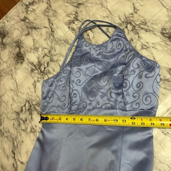 Vintage 1990s Be smart made in USA formal prom grown size 7/8 blue beaded dresss - Picture 8 of 10